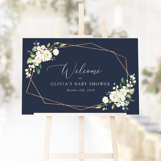 Vita blommor, Cream Flowers, Baby Shower Welcome Poster (Skapare uppladdad)