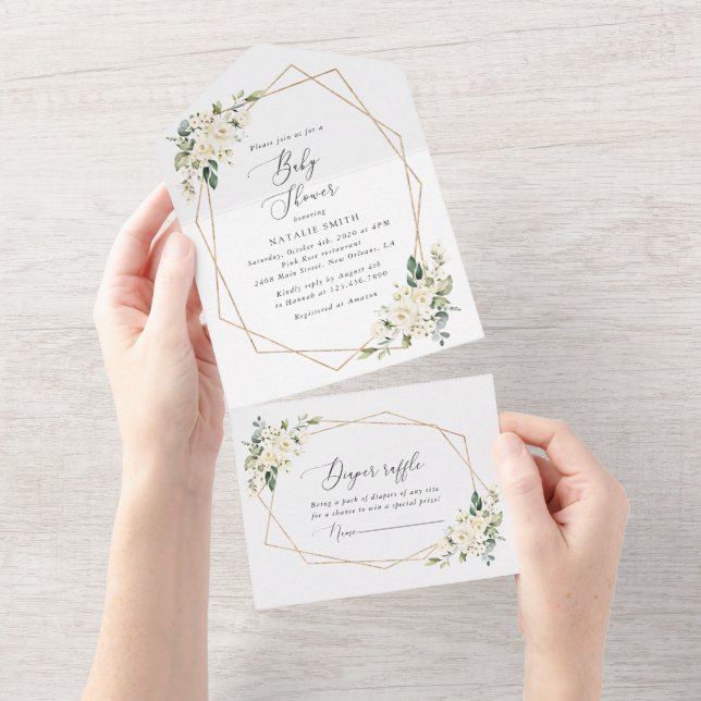 Vita blommor, Cream Flowers, Boho, Baby Shower (Avrivbar del)