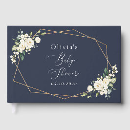 Vita blommor, Cream Flowers, Boho, Baby Shower Gästböcker