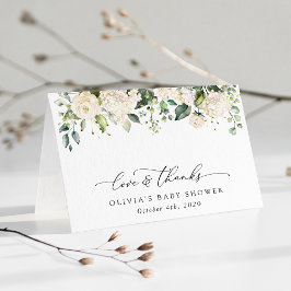 Vita blommor, Cream Flowers, Boho, Baby Shower Tack Kort
