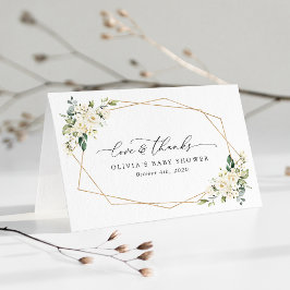 Vita blommor, Cream Flowers, Boho, Baby Shower Tack Kort