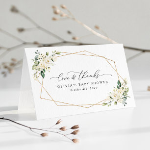 Vita blommor, Cream Flowers, Boho, Baby Shower Tack Kort