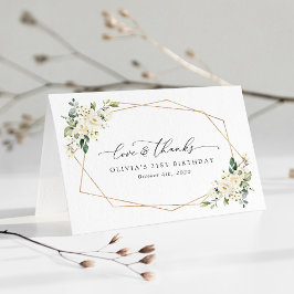Vita blommor, Cream Flowers, Boho, Birthday Tack Kort