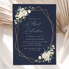 Vita blommor, Cream Flowers, Boho, Sweet 16 Inbjudningar