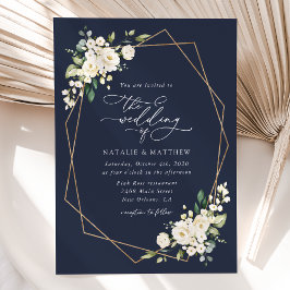Vita blommor, Cream Flowers, Greenery, Bröllop Inbjudningar