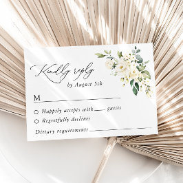 Vita blommor, Cream Flowers, Greenery, Bröllop OSA Kort