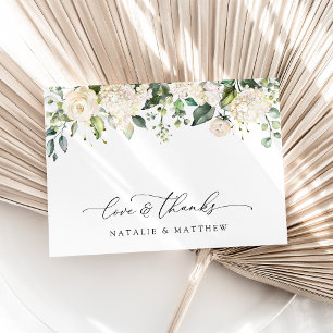 Vita blommor, Cream Flowers, Greenery, Bröllop Tack Kort