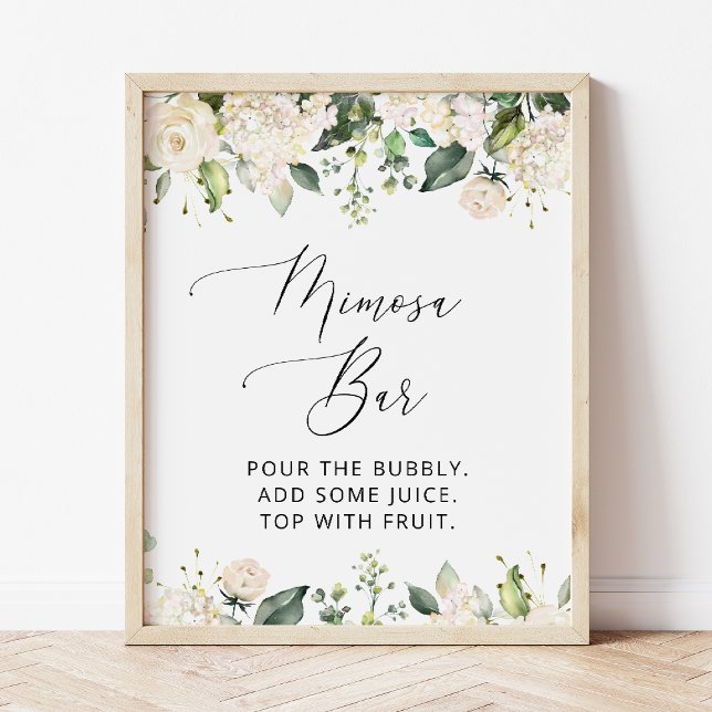 Vita blommor, Crèmeblommor, Boho, Mimosa Bar  Poster (Skapare uppladdad)