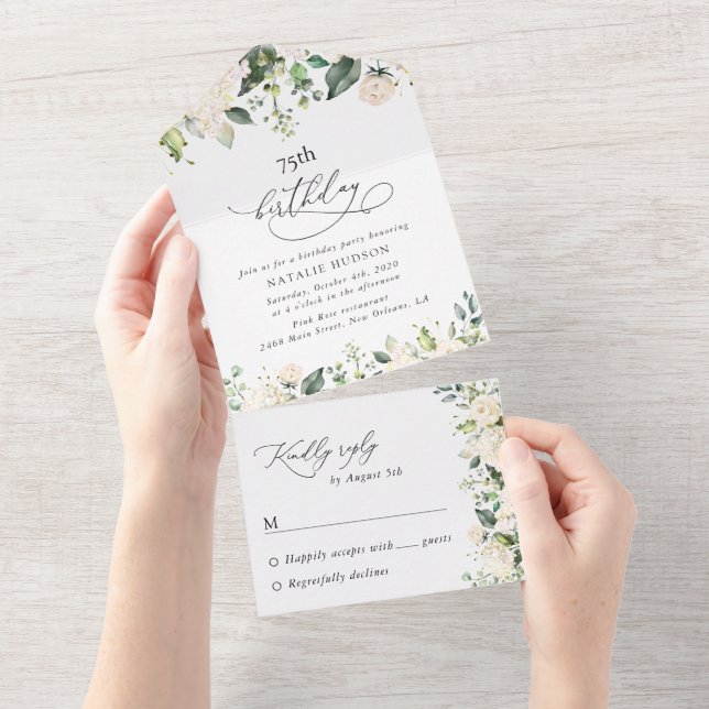 Vita blommor, Crèmefärgade blommor, Boho, Födelsed (Avrivbar del)