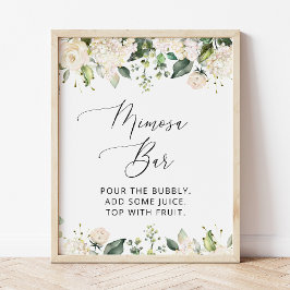 Vita blommor, Crèmefärgade blommor, Boho, Mimosa B Poster
