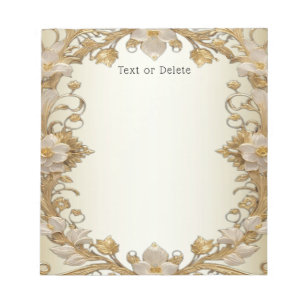 Vita blommor Decorative Guld Anteckningsblock