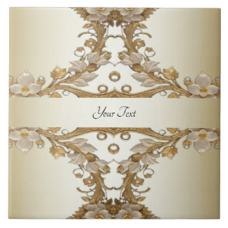 Vita blommor Decorative Guld Ceramic Tile Kakelplatta