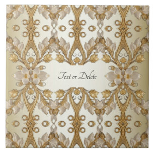 Vita blommor Decorative Guld Ceramic Tile Kakelplatta