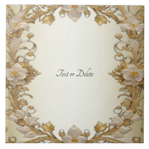 Vita blommor Decorative Guld Ceramic Tile Kakelplatta