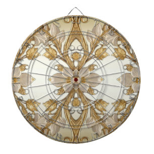 Vita blommor Dekorativ Guld Dartboard Darttavla