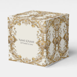 Vita blommor, dekorativ Guld-favoritruta Presentaskar