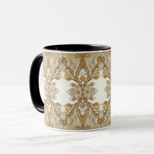 Vita blommor dekorativ guldmugg mugg