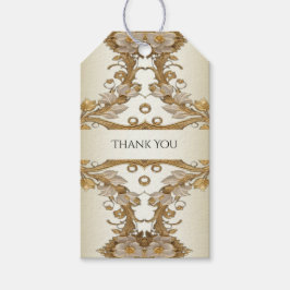 Vita blommor Deorative Guld Gift Märkre Presentetikett