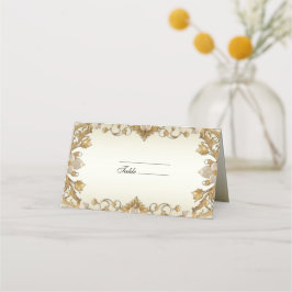 Vita blommor Deorative Guld Place Card Placeringskort
