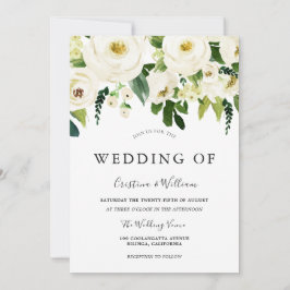 Vita blommor Elegant bröllop Inbjudningar