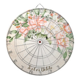 Vita blommor, Elegant för vattenfärgspersikor Darttavla