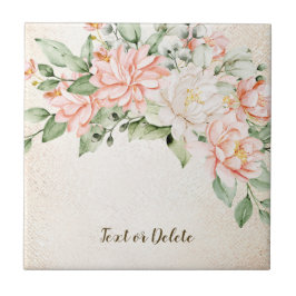 Vita blommor, Elegant för vattenfärgspersikor Kakelplatta