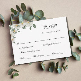 Vita blommor Elegant Formell Klassisk Bröllop OSA Kort