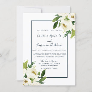 Vita blommor Elegant Modern All Seasons Bröllop Inbjudningar