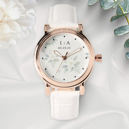 Vita blommor Eleganta Personliga Parnamn Armbandsur