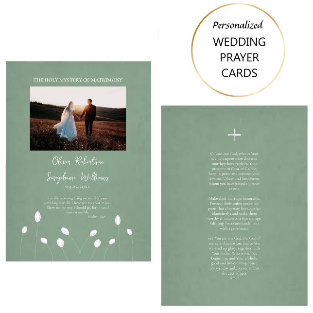 Vita blommor Fält ortodox Bröllop Prayer Card Placeringskort (Skapare uppladdad)