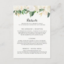 Vita blommor för bröllopsinbjudan - informationsko