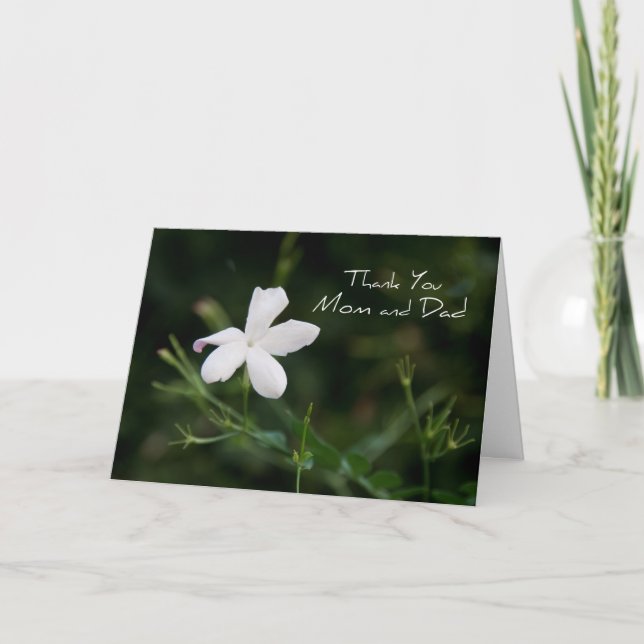 Vita Blommor Föräldrar Bröllopsdag Tack Kort (Framsida)