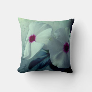 Vita blommor Fotohaltig dyna 41 cm x 41 cm Kudde
