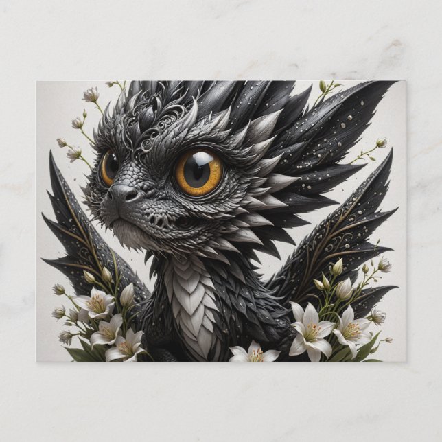Vita blommor från Baby Black Dragon Vykort (Framsida)