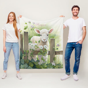 Vita blommor från lampa för färgsfärg fleecefilt