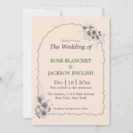 Vita blommor från vinter-bröllop inbjudningar