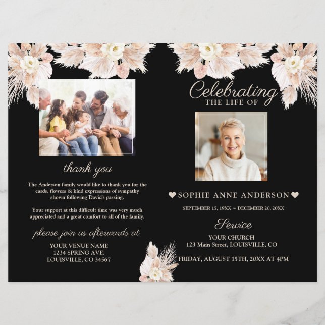 Vita blommor - Funeral Service Photo Program (Framsida)