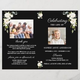 Vita blommor - Funeral Service Photo Program