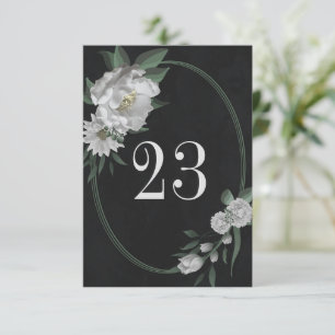 vita blommor geometrisk svart bord nummer inbjudningar