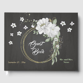 vita blommor grågrön guld, svart andedräkt gästböcker