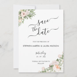 Vita blommor Grey Succuly Save the Date Inbjudningar
