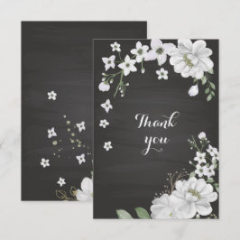 vita blommor, grön svart tack kort