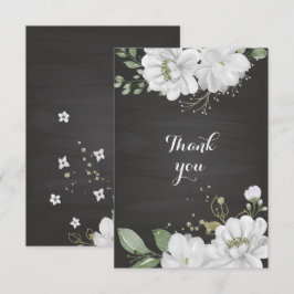 vita blommor, grön svart tack kort