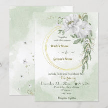 vita blommor, grönaktig, guld och bröllop