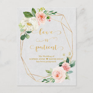 vita blommor Guld Kärlek är Patient Bröllop Vykort