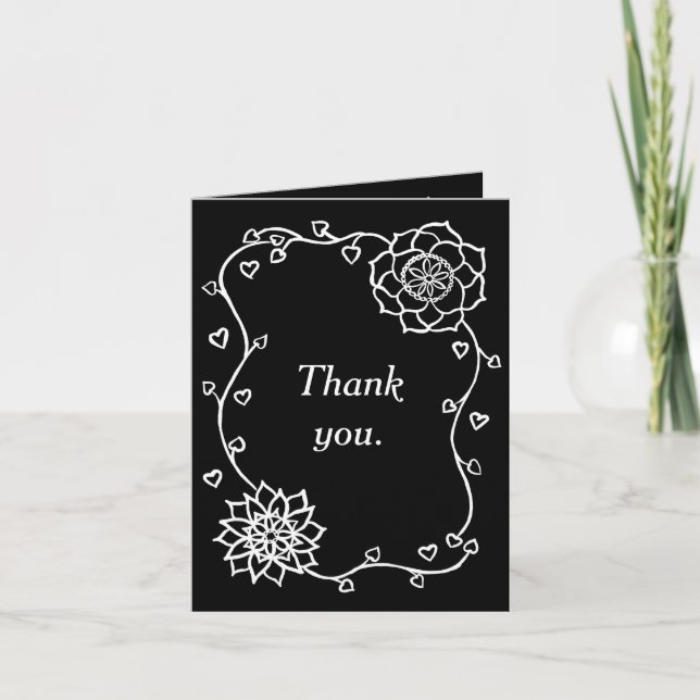 Vita Blommor Hearts Black, tackkort (Framsida)