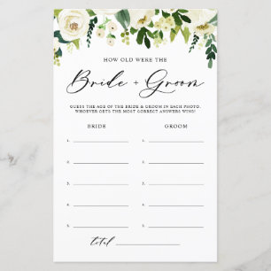 Vita blommor Hur gammalt var Bride & Groom Card?