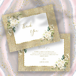 Vita blommor i elegant vid Glitter, Guld, veckans  Tack Kort
