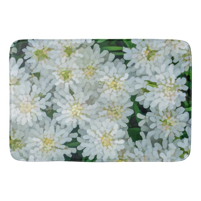 Vita blommor i ljusskena Bilder - gardiner Badrumsmatta (Framsidan)
