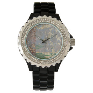 Vita blommor i tidningspapper armbandsur